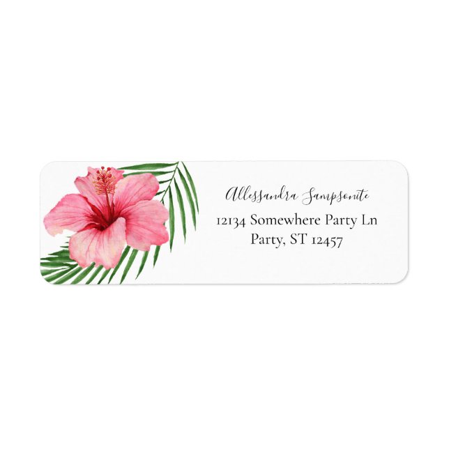Tropical Hawaiian Floral White Adresse de retour (Devant)