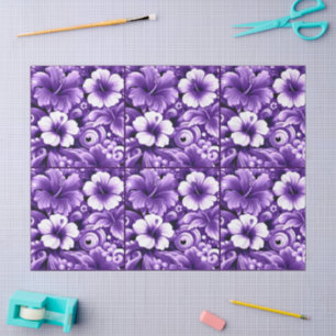 Tropical Hawaiian Flower Hibiscus Purple Decoupage Tissue Paper