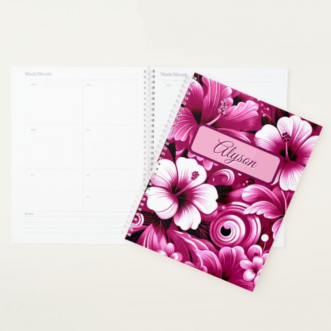 Tropical Hawaiian Flowers Hibiscus Personalized Planner (Display)