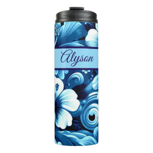 Tropical Hawaiian Flowers Hibiscus Personalized Thermal Tumbler