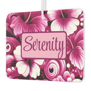 Tropical Hawaiian Flowers Hibiscus Pink White Air Freshener