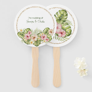 Tropical Hawaiian Flowers Wedding  Hand Fan