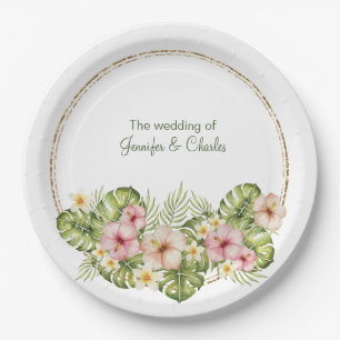 Tropical Hawaiian Flowers Wedding    Paper Plate
