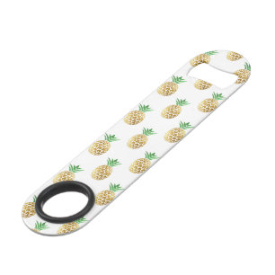 Tropical Hawaiian Gold Foil Pineapple Pattern Bar Key