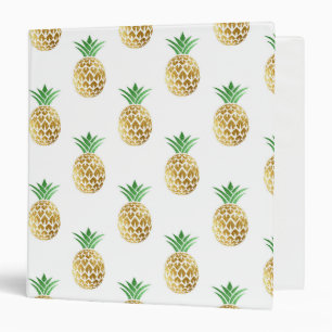 Tropical Hawaiian Gold Foil Pineapple Pattern Binder