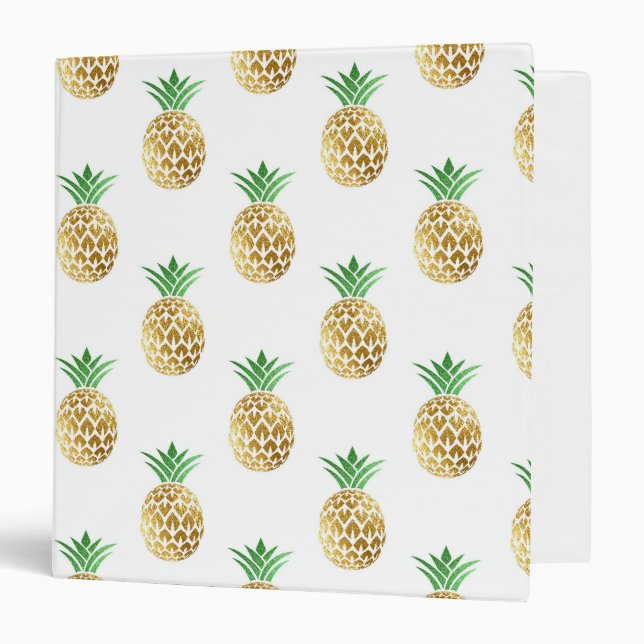 Tropical Hawaiian Gold Foil Pineapple Pattern Binder (Front/Inside)