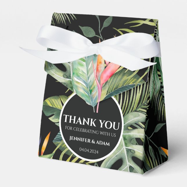 Tropical Hawaiian Heliconia Wedding Thank You Bag Favor Box (Front Side)
