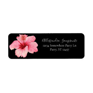 Tropical Hawaiian Hibiscus Black Adresse de retour