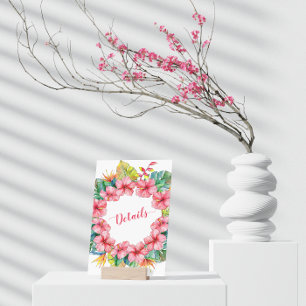 Tropical Hawaiian Hibiscus Details Wedding Enclosure Card