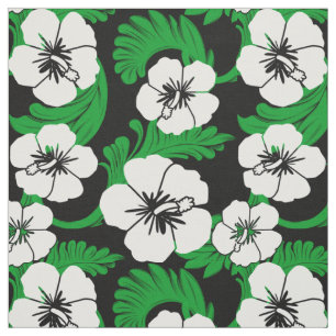 Tropical Hawaiian Hibiscus Floral Black Custom Set Fabric
