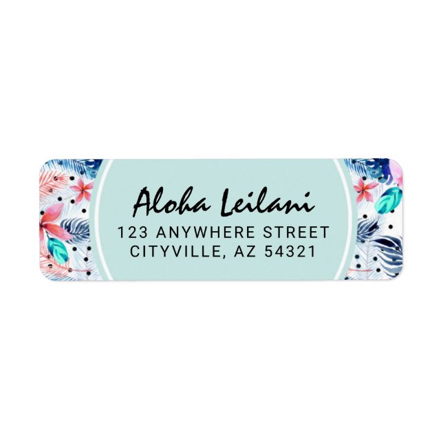 Tropical Hawaiian Hibiscus & Palm Return Address (Front)