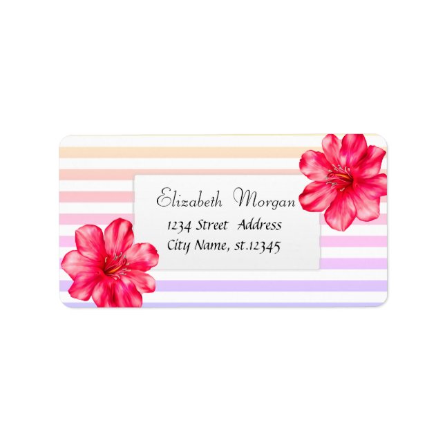 Tropical Hawaiian Hibiscus, Stripes Label (Front)