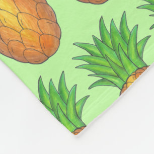Tropical Hawaiian Island Luau Pineapple Fruit Fleece Blanket