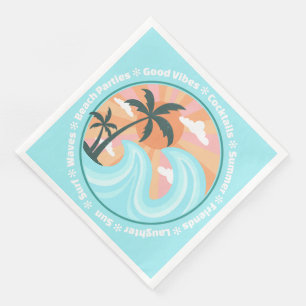 Tropical Hawaiian Island Palm Trees Good Vibes Napkin