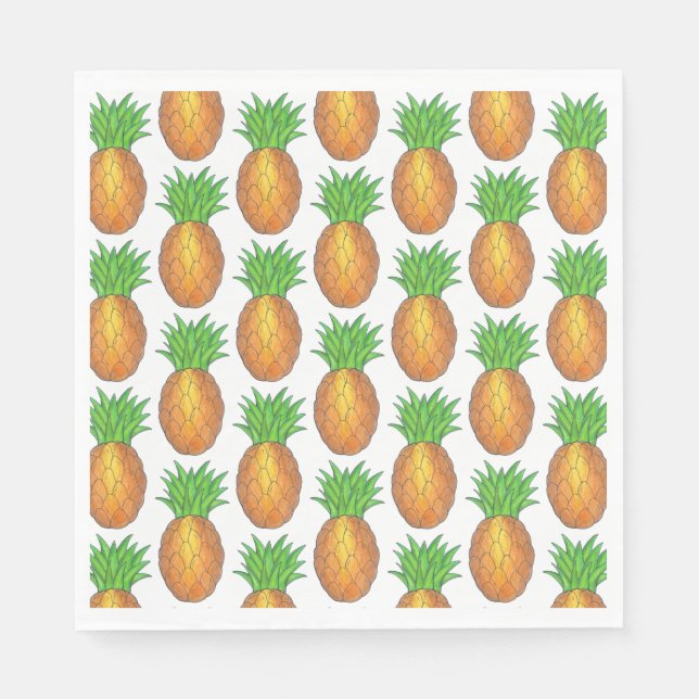 Tropical Hawaiian Island Pineapple Beach Print Napkin (Front)