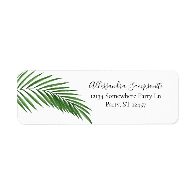 Tropical Hawaiian Leaves White Return Address (Front)