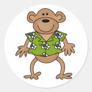 Tropical Hawaiian Monkey Classic Round Sticker
