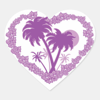 Tropical Hawaiian Palm Tree Heart Sticker