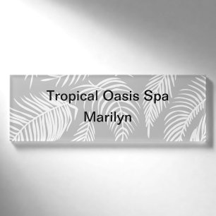Tropical Hawaiian Palm Tree Leaves Spa Name Tag