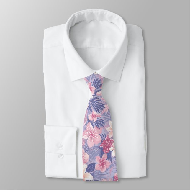 Tropical Hawaiian Palms Floral summer pattern Tie (Tied)