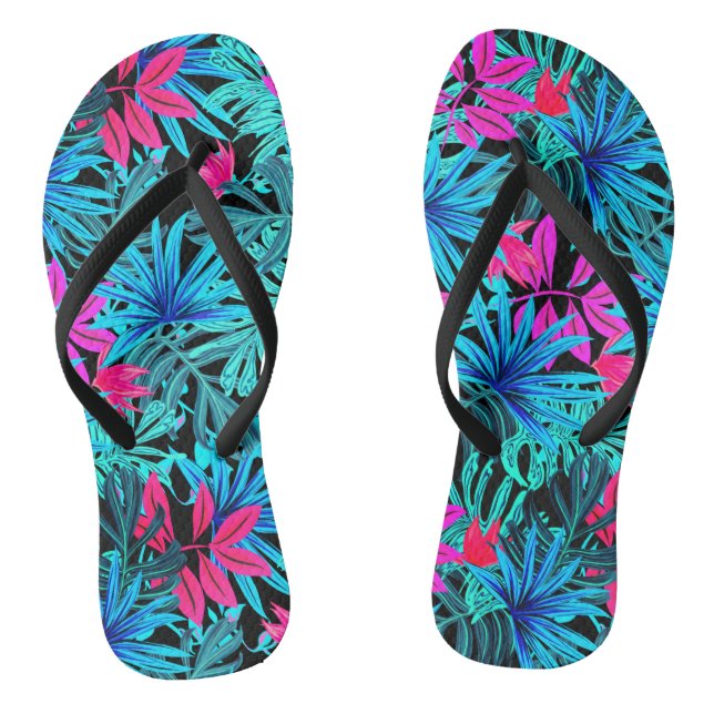 Tropical Hawaiian pattern  flip flops (Footbed)