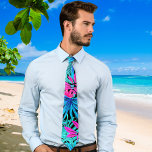 Tropical Hawaiian pattern Tie<br><div class="desc">The Hawaiian print men's tie showcases a delightful combination of blue and pink tropical leaves in its captivating design. The tie's vibrant illustration captures the allure of the Hawaiian islands, infusing a sense of tropical paradise into any ensemble. The blue, green and pink hues create a harmonious colour palette, offering...</div>