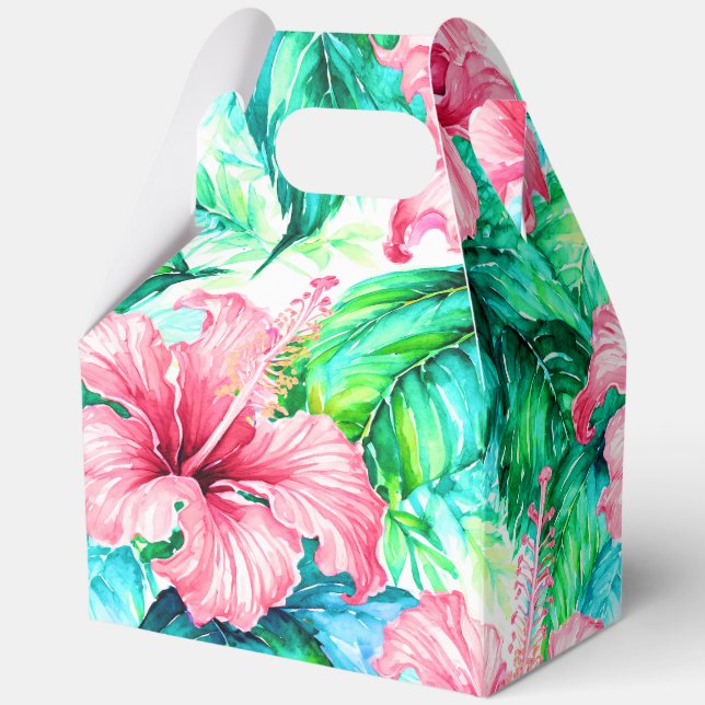 Tropical hawaiian print favor box (Back)