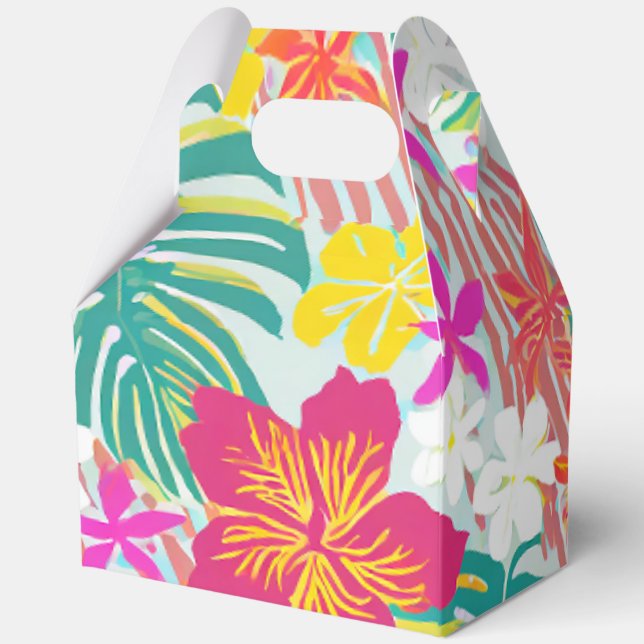 Tropical hawaiian print favor box (Back)