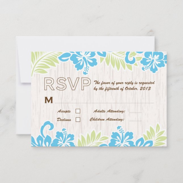 Tropical Hawaiian RSVP Turquoise (Front)