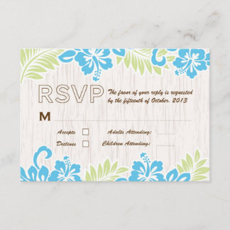 Tropical Hawaiian RSVP Turquoise Card
