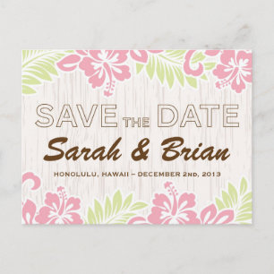Tropical Hawaiian Save the Date postcard