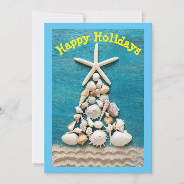 Tropical Hawaiian Shells Flat  Holiday Card (Front)
