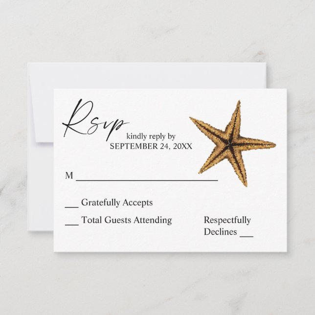 Tropical Hawaiian Starfish Tree RSVP Card (Front)