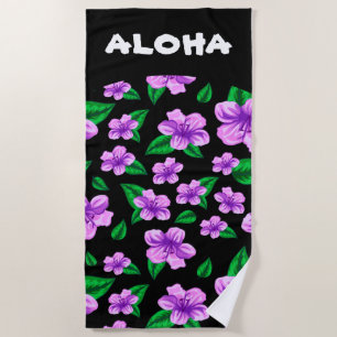 Tropical Hawaiian Style Floral Aloha Message Beach Towel