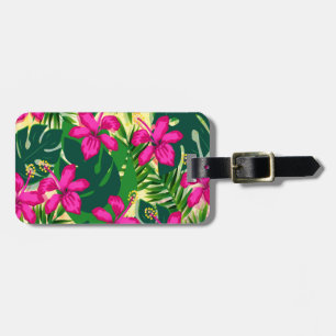 Tropical Hawaiian Style Floral Pattern Luggage Tag