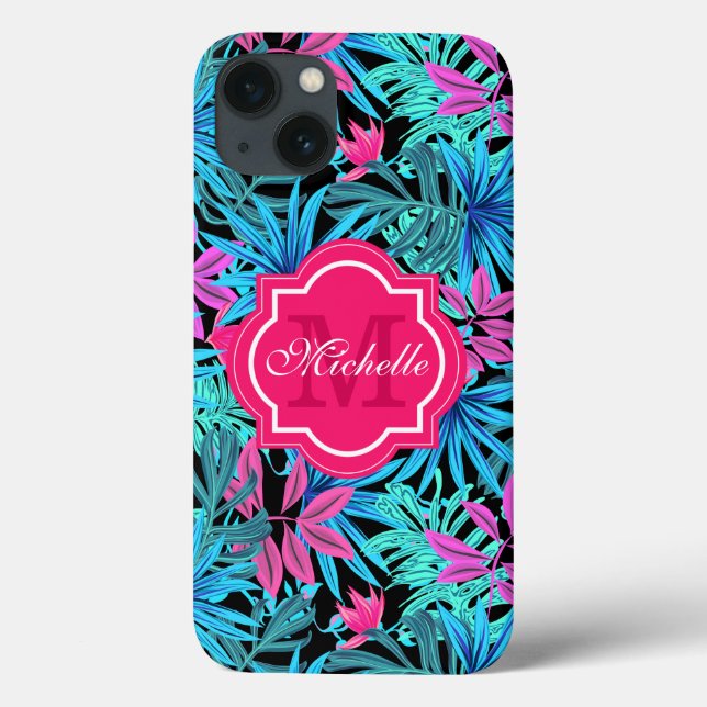 Tropical hawaiian teal green palm tree leaves Case-Mate iPhone case (Back)