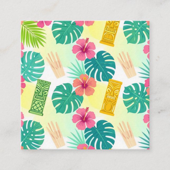 Tropical Hawaiian Tiki Pattern for Parties Wedding Enclosure Card (Front)