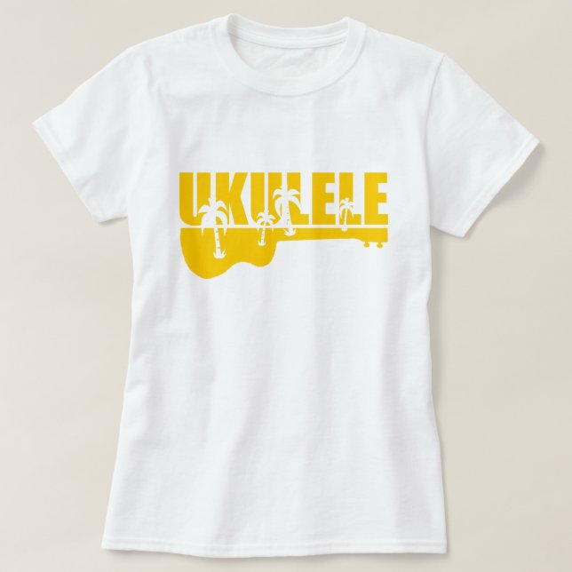 Tropical Hawaiian Uke Ukulele Design T-Shirt (Design Front)