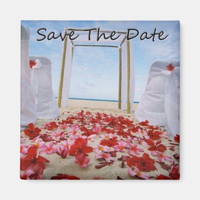 Tropical Hawaiian Wedding Save The Date Magnet (Front)