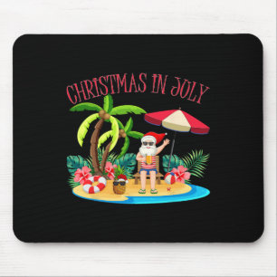 Tropical Hawaiian Xmas Summer Santa Christmas In J Mouse Pad