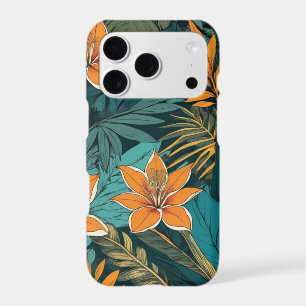 Tropical Hibiscus and Jungle Leaves Pattern Apple 