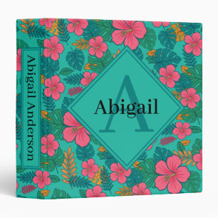 Tropical Hibiscus and Palm Leaf Pattern Binder