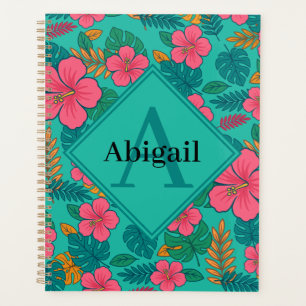 Tropical Hibiscus and Palm Leaf Pattern Planner
