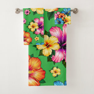 Tropical Hibiscus Bath Towel Set