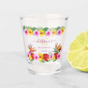 Tropical Hibiscus Beach Bachelorette  Shot Glass