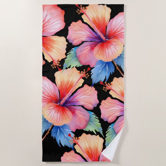 Tropical hibiscus beach towel (Front)