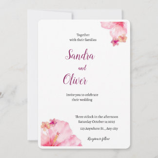 Tropical Hibiscus Beach Wedding Invitation