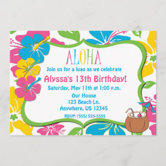 Tropical Hibiscus Birthday or Shower Invitation