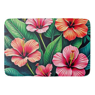 Tropical Hibiscus Bloom Artistry Bath Mat