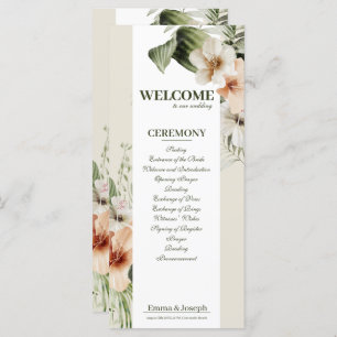 Tropical hibiscus boho pastel Wedding Program